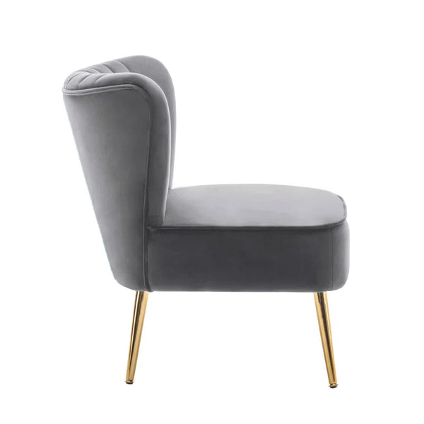 Seelinger Velvet Accent Chair with Gold Chrome Legs