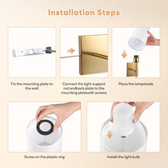 Wall lamp, LED wall lamp, dimmable wall lamp (non-hardwired fixture), controllable bulb, modern linen shade bedroom hallway wall lamp