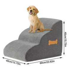 2-Step or 3-Step Dog Stairs with Removable Cover - Portable Pet Ladder Ramp Suitable for Small/Medium/Large Dogs & Puppies, Non-Slip Steps, Machine Washable, Bed/Sofa Ladder for or Pets