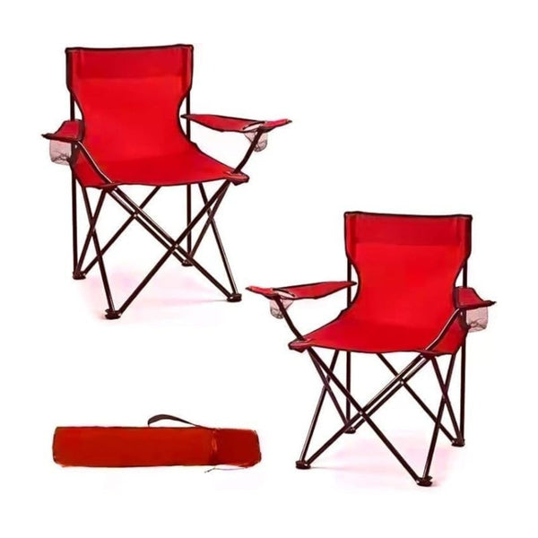 2 X Folding Camping Chair Outdoor Portable Garden Folding Camp Chair with Cup Holder