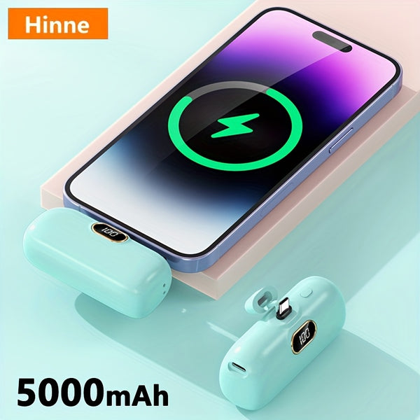 Hinne 5000mAh Mini Portable Charger, Ultra-Compact Battery Pack Travel Phone Charger, Emergency Power Pocket Power Bank, USB Mobile Backup Battery Pack, Gift.