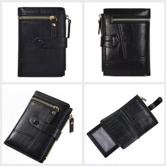 Womens Black Soft Leather Zip Clutch Coin Purse Wallet Ladies Credit Card Holder