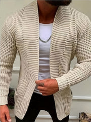 Men'S Casual Long-Sleeved Knitted Cardigan with Pockets in Autumn And Winter New Solid Color Style