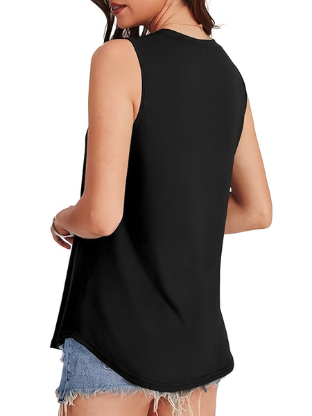 Women'S 3pcs Casual Sleeveless Tank Tops - Loose Fit, Round Neck, Solid Color, All-Season Comfort, Polyester Blend, Machine Washable, Ladies Tank Tops