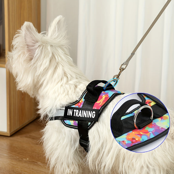 Basic Dog Harness for Emotional Support Dogs Non-Tension Reflective Adjustable Non-Choking Pet Vest Straps with Handles for Easy Walking And Training for Small Medium And Large Dogs