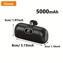 Hinne 5000mAh Mini Portable Charger, Ultra-Compact Battery Pack Travel Phone Charger, Emergency Power Pocket Power Bank, USB Mobile Backup Battery Pack, Gift.
