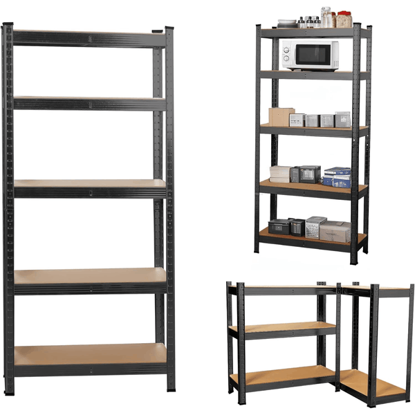 Garage Shelving Units 5 Tier Heavy Duty Shed Storage Racking Shelf Metal Boltless 1000kg Capacity 175kg Per Shelf for Warehouse Workshop Office Heavy Duty Industrial Garage Racking/Shelving Unit