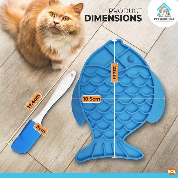 2 Pack Cat Lick Mat with Spatula | Silicone Pet Feeding Mat with Suction Base | Dog & Cat Licky Pad for Treats, Wet Food & Paste | Slow Feeder Textured Lick Mat for Pets | Easy Clean Dishwasher Safe Pet Food Placemat