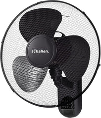 Schallen BLACK 16 Inch Wall Mounted Fan with Remote Control, Oscillating Cooling Fan 40cm, 3 Speed Settings, Timer Function, Quiet Wall Fan for Bedroom, Office, Kitchen, Garage, Home Cooling Fan UK, Adjustable Tilt Air Circulator, Energy Efficient Wall Fa
