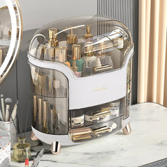 Jewelry Storage Box, Portable Makeup Storage Organiser with Clear Lid, Skincare Organiser Drawers Beauty Holder Cosmetic Organisers for Bathroom, Dressing Table Organisers, L28*W20*H34cm, White