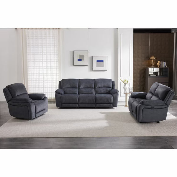 Belagio Blue Fabric Power Recliner 3 Seater Sofa