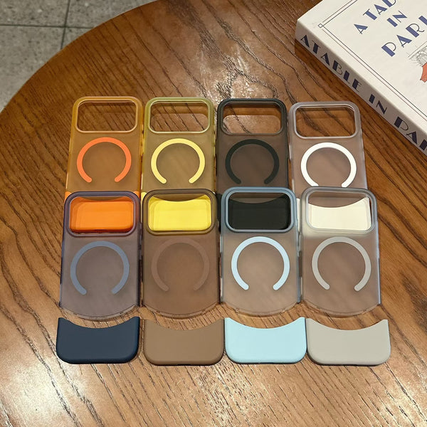 Phone Case - Elegant Split Hard Matte Design for Pro Models 17, 16, 15, 14, And 13, Featuring Ultra-Thin Magnetic Protection