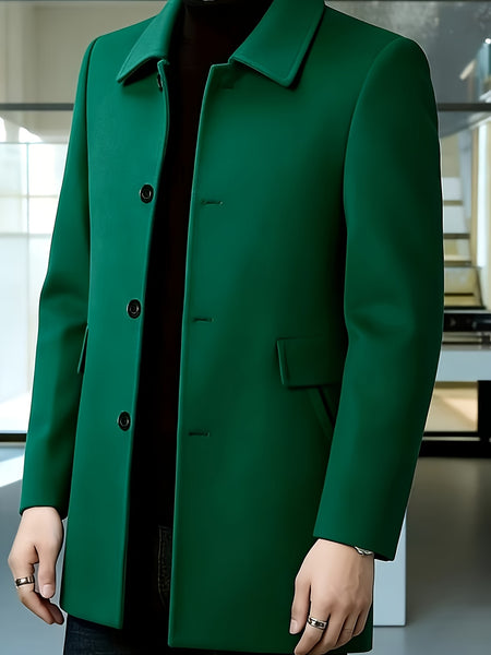[Wanrenshan OBM] 2025 American Style New Men'S Casual Classic Versatile Solid Color Side Double Pocket Easy Design Handsome Dad Wrinkle-Resistant Non-Iron Single-Breasted Light Luxury Trench Coat