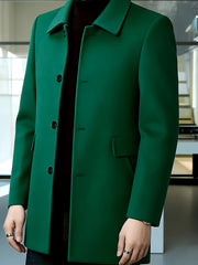 [Wanrenshan OBM] 2025 American Style New Men'S Casual Classic Versatile Solid Color Side Double Pocket Easy Design Handsome Dad Wrinkle-Resistant Non-Iron Single-Breasted Light Luxury Trench Coat