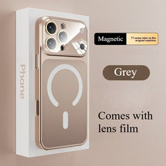 Full Coverage Magnetic Glass Phone Case Shockproof Drop Protection Ultra Thin Matte Finish Compatible with iPhone 17 16 15 Pro Max Series Models