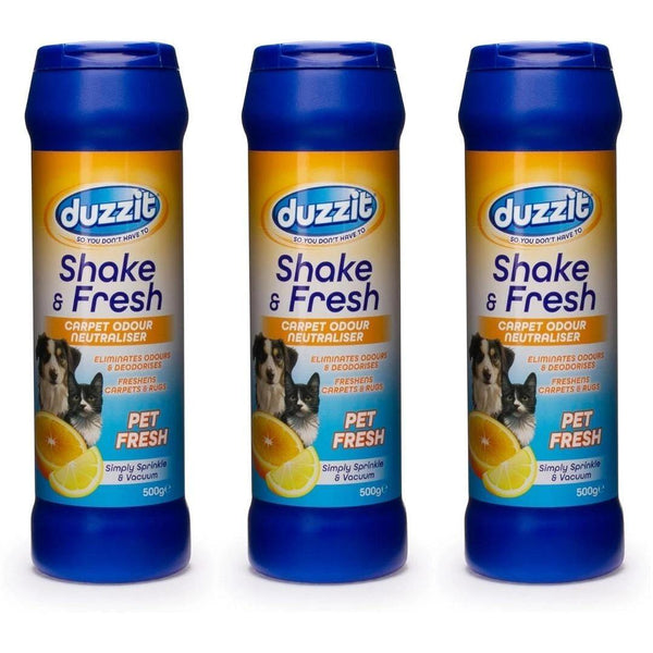 Duzzit Shake & Fresh Carpet Odor Pet Fresh 3 Pack (3 × 500g) Carpet Freshening Powder for Homes with Pets