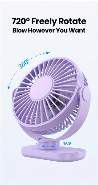 TOPK Mini USB Desk Fan, 3-Speed Adjustable Airflow, Low Noise Quiet Operation, 360° Flexible Rotation, Compact Portable Design for Home, Office & Bedroom