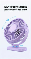 TOPK Mini USB Desk Fan, 3-Speed Adjustable Airflow, Low Noise Quiet Operation, 360° Flexible Rotation, Compact Portable Design for Home, Office & Bedroom