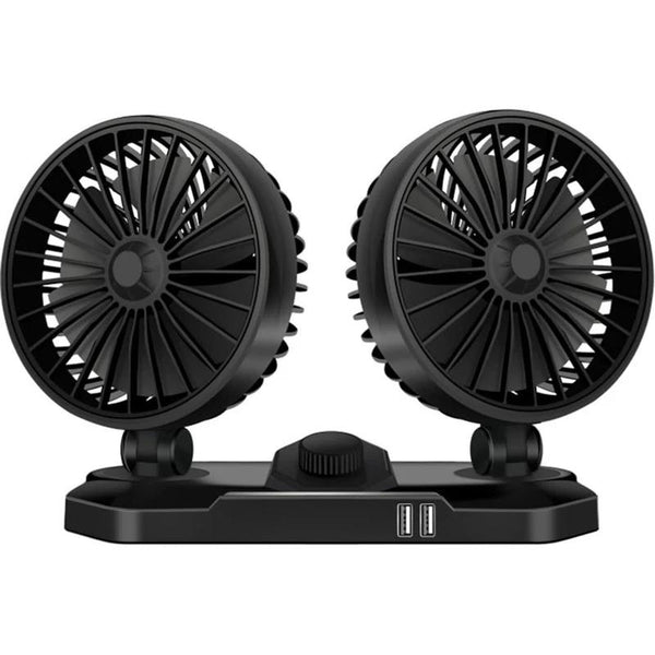 12V Double Fan 2 Speeds Rotating Portable Car Office Desk Cooling USB ports AC79
