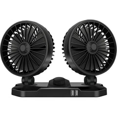 12V Double Fan 2 Speeds Rotating Portable Car Office Desk Cooling USB ports AC79