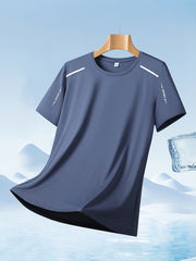 Set of 4 Men'S Quick-Dry Athletic T-Shirts - Lightweight, Moisture-Wicking, Short Sleeve Round Neck Tops, Highly Elastic for Comfort, Ideal for Summer Outdoor Activities