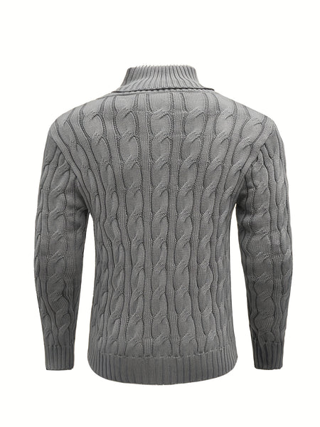 Men's Mature Business Sweater - New Autumn/Winter Lapel Ribbed Knitwear, Fashionable Solid Color Pullover, Suitable for Layering and Wearing Over Clothes