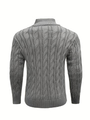Men's Mature Business Sweater - New Autumn/Winter Lapel Ribbed Knitwear, Fashionable Solid Color Pullover, Suitable for Layering and Wearing Over Clothes