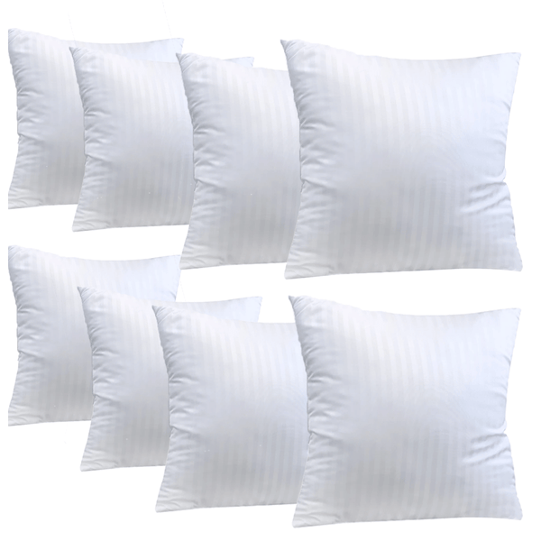 2/4/8-Pack Decorative Throw Cushion Cores, Hotel-Grade Premium White Satin Stripes Cushion Pads Deep Fill Inner Hollowfiber Filled Cushions Inserts (14