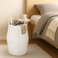 Large Foldable Laundry Hamper – Woven Rope Basket with Sturdy Handle for Dirty Clothes, Blankets & Toys – Ideal for Bedroom, Living Room Storage