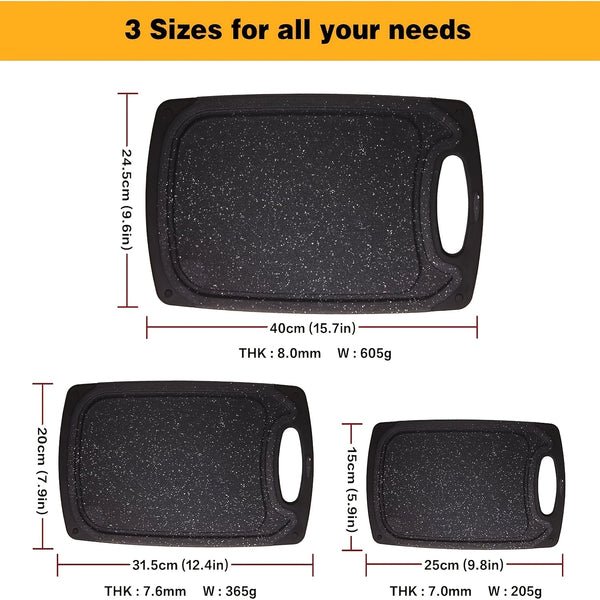 3-piece/13-piece/18-piece/28-piece Cutting Board Set (includes 15 S-shaped hooks, 10 measuring cups, and 10 measuring spoons), Kitchen Plastic Cutting Board, Non-slip Cutting Board with Handle, Juicing Groove and Grinding Groove, Suitable for Meat