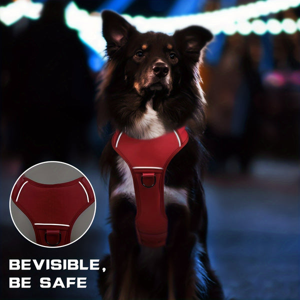Escape Proof Dog Harness, Soft Padded Full Body Pet Harness, Reflective Adjustable No Pull Vest with Lift Handle And Leash Clip for Large Dogs Walking Hiking Training