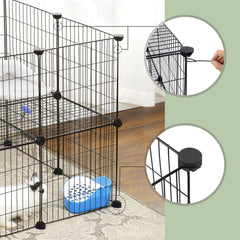 2-Floor Metal Pet Playpen, 36 Grid Panels, Customisable Cage Enclosure for Small Animals, Guinea Pigs Hamster Runs, Rabbit Hutches, Includes Mallet, Indoor, 143 x 73 x 71 cm, White/Black