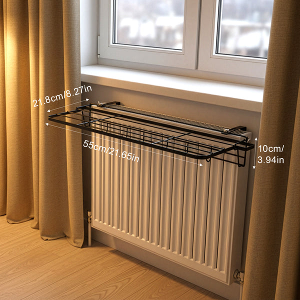 [Pull-Out Shelf Rack] Wall-Mounted Radiator Clothes Drying Rack with Heavy-Duty & Hanging Rods - Space-Saving Suitable for Clothes, Socks, Shoes, Winter Garments - Easy Installation, Pull-Out Shelves (Black/White) - Ideal for Apartments, Small Homes, Stan