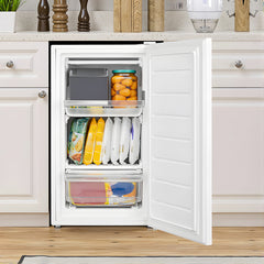 COMFEE' 60 Litre Freestanding Under Counter Freezer with 4-Star Freezer Drawer - Reversible Door & Precision Thermostat Control - Ideal Compact Storage for Small Kitchens (Energy E, White)