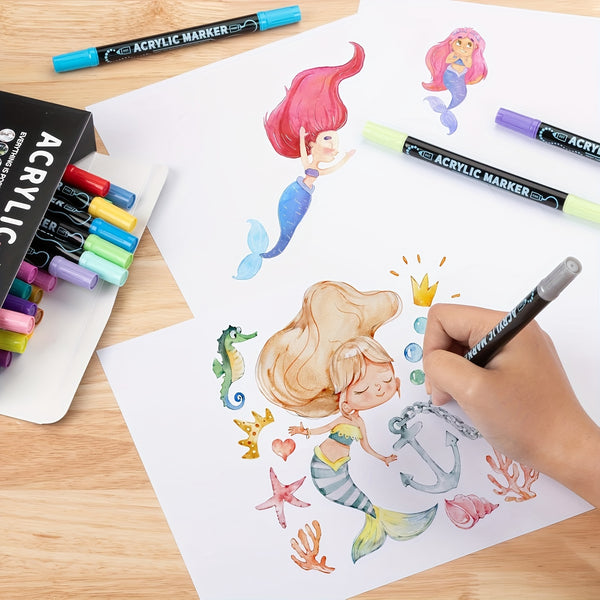 36 Colors Dual Tip Acrylic Pens Markers
