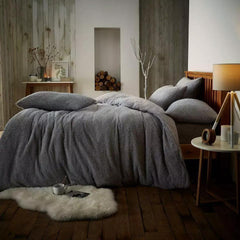 Teddy Fleece Duvet Cover with Pillow Case Thermal Warm Bedding Set