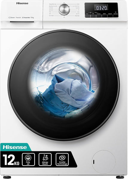 Hisense 1Q Series WF1Q8041BW Freestanding 8 KG Front Load Washing Durable Inverter Machine, Steam Wash, Quick Wash, 15 Washing Programs 1400 RPM White - Energy Rating A