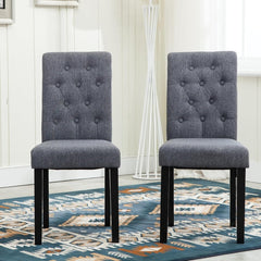 mcc direct Set of 2 Lined Fabric Dining Chairs With Solid Wooden Legs For Home & Commercial Restaurants