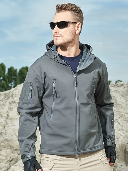 Men'S Soft Shell Winter Two-Piece Set with Multi-Pocket Fleece Jacket And Pants
