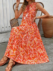Spring/Summer Vacation Women'S Sleeveless Bohemian Style Fringed Tie-Up Printed Dress