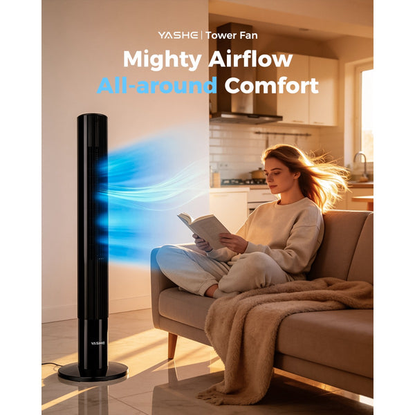 43' Tower Fan, Quiet Floor Fan with 28dB Low Noise, 3 Speeds, 2 Modes, 85° Oscillation, 12H Timer, LED Display, for Bedroom, Office and Home