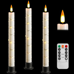 Da by 3 Flameless Window Candles with Remote Control & Timer, Battery Powered Surround Fairy Lamp, 9.6