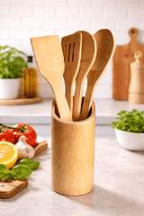 5pcs Bamboo Cooking Utensils Set Wooden Spoons Spatula Non Stick Kitchen Utensils