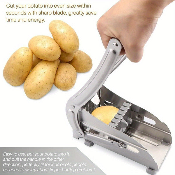 Potato Chipper Chip Chopper Cutter Slicer Maker & 2 Steel Edges French Fries