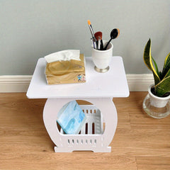 Compact Two-Level White Nightstand with a Shelf, Suitable for Bedroom Or As a Coffee End Table