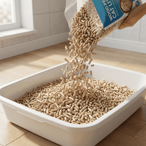 30L Premium Cat Litter - Ultra Absorbent Wood Pellets, Natural Fresh Scent - Soft Bedding for Comfort, Odour Control - Made from Virgin Wood - Scandinavian Timber Aroma