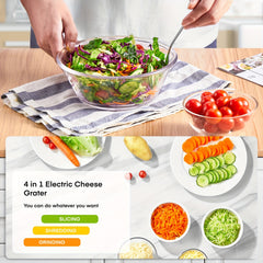 Electric Cheese Grater Salad Maker, Electric Grater for Vegetables, Cheeses And Nuts, Electric Slicer Shredder for Home Kitchen Use, One Touch Easy Control, Red