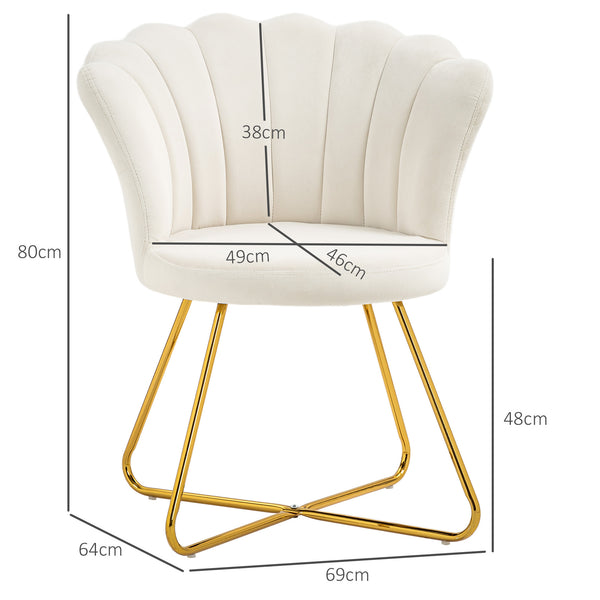 Modern Armchair, Velvet Tufted Accent Chair with Lotus Backrest, Occasional Chair with Steel Legs for Living Room, Bedroom