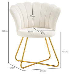 Modern Armchair, Velvet Tufted Accent Chair with Lotus Backrest, Occasional Chair with Steel Legs for Living Room, Bedroom
