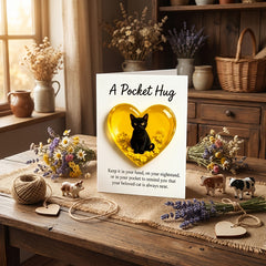 1Pcs Cat Memorial A Pocket Hug，Emotional Support Heart-Shaped Cat Charm Keepsake Figurines，Pocket Hug Token with Inspirational Card，Thoughtful Animal Support Gifts for Cat Lovers & Grieving Cat Owners